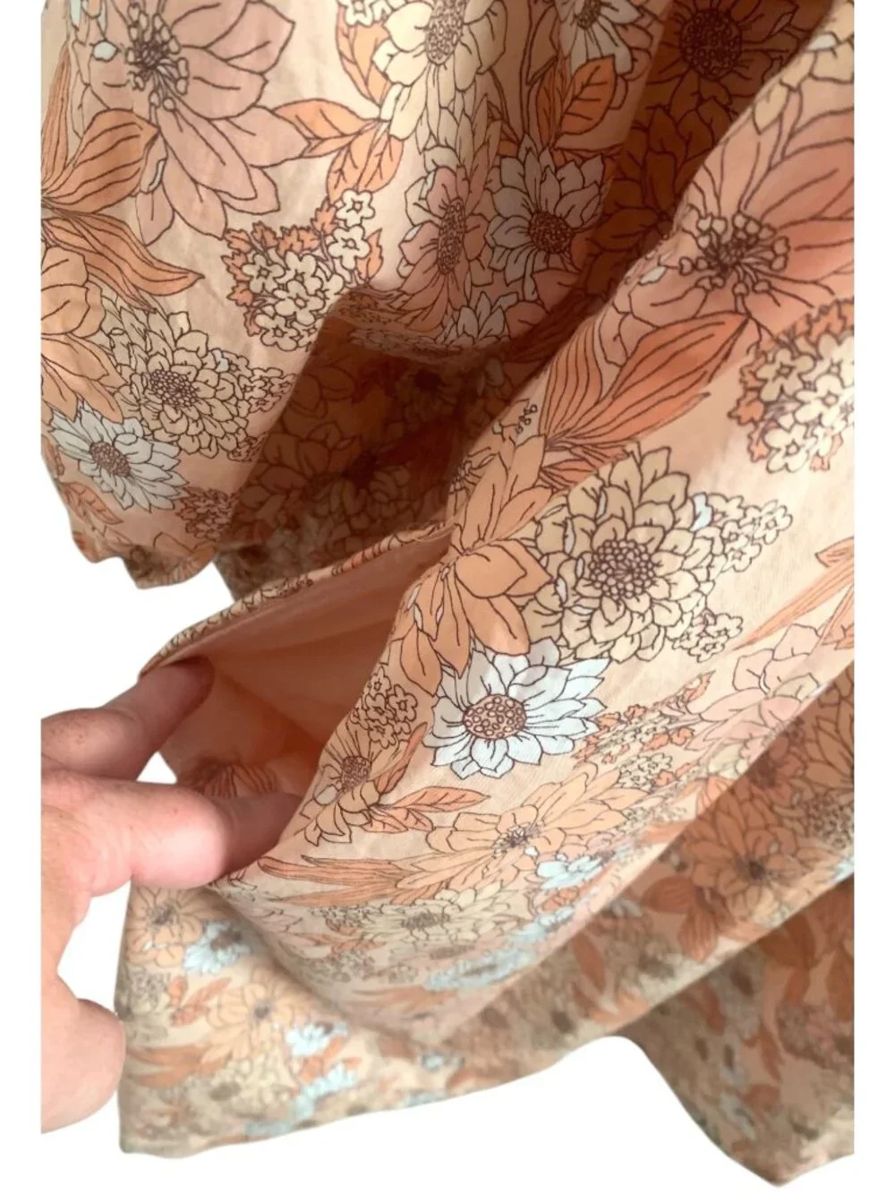 J.CREW Peach Zinnia Floral Print Squareneck Cotton Poplin Women's Dress Medium